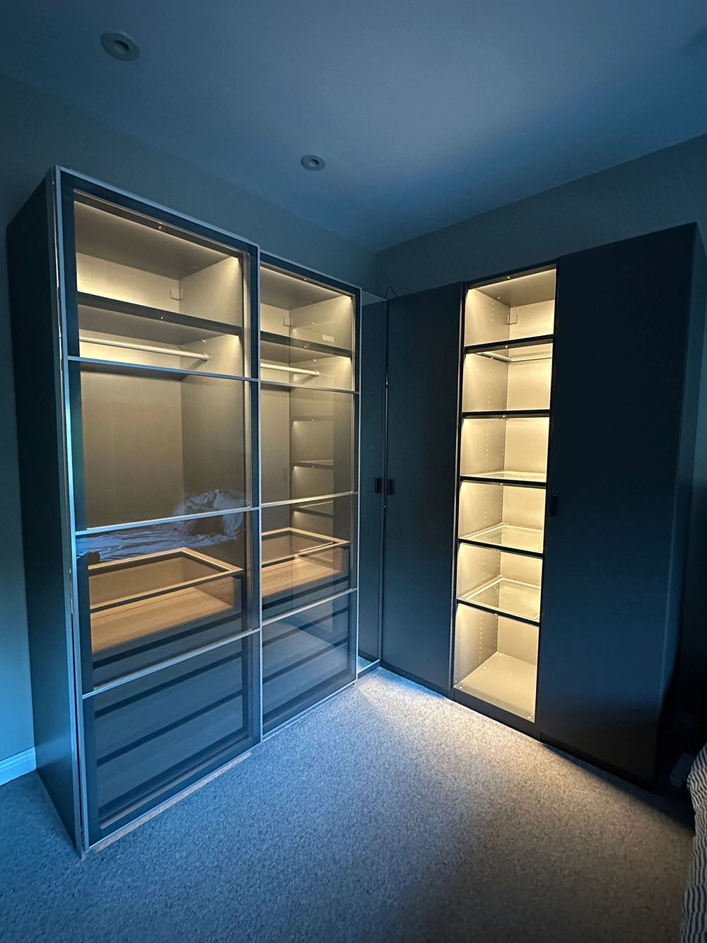 Wardrobe with interior lighting